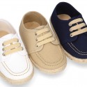 Cotton canvas boat shoes espadrilles style.