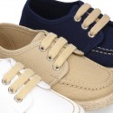 Cotton canvas boat shoes espadrilles style.