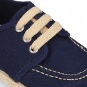 Cotton canvas boat shoes espadrilles style.