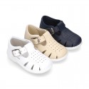 Little Washable leather T-Strap sandals with SUPER FLEXIBLE soles.