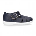 Little Washable leather T-Strap sandals with SUPER FLEXIBLE soles.