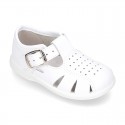 Little Washable leather T-Strap sandals with SUPER FLEXIBLE soles.