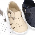 Little Washable leather T-Strap sandals with SUPER FLEXIBLE soles.