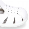 Little Washable leather T-Strap sandals with SUPER FLEXIBLE soles.