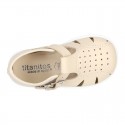 Little Washable leather T-Strap sandals with SUPER FLEXIBLE soles.