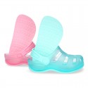 Kids jelly shoes with SURFI CLOG design for beach and pool use.