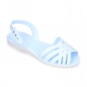 Women Ballet flat style jelly shoes sandal style for the Beach and Pool i SOLID colors.