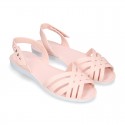 Women Ballet flat style jelly shoes sandal style for the Beach and Pool i SOLID colors.