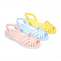 Women Ballet flat style jelly shoes sandal style for the Beach and Pool i SOLID colors.