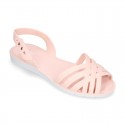 Women Ballet flat style jelly shoes sandal style for the Beach and Pool i SOLID colors.