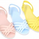 Women Ballet flat style jelly shoes sandal style for the Beach and Pool i SOLID colors.