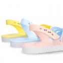 Women Ballet flat style jelly shoes sandal style for the Beach and Pool i SOLID colors.