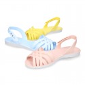 Women Ballet flat style jelly shoes sandal style for the Beach and Pool i SOLID colors.