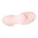 Women Ballet flat style jelly shoes sandal style for the Beach and Pool i SOLID colors.