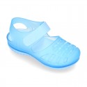 RETRO style kids jelly shoes with hook and loop strap for Beach and Pool.