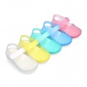 RETRO style kids jelly shoes with hook and loop strap for Beach and Pool.