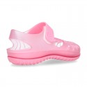 RETRO style kids jelly shoes with hook and loop strap for Beach and Pool.