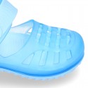 RETRO style kids jelly shoes with hook and loop strap for Beach and Pool.