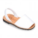 Classic kids Menorquina sandals with rear strap in white SOFT Nappa leather.