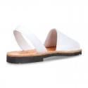 Classic kids Menorquina sandals with rear strap in white SOFT Nappa leather.