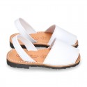 Classic kids Menorquina sandals with rear strap in white SOFT Nappa leather.