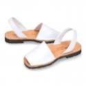 Classic kids Menorquina sandals with rear strap in white SOFT Nappa leather.