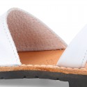 Classic kids Menorquina sandals with rear strap in white SOFT Nappa leather.