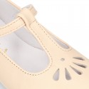 Little T-Strap Mary Jane shoes in EXTRA SOFT NAPPA leather with perforated design.