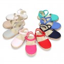 Cotton canvas little espadrille shoes in colors for girls.