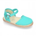 Cotton canvas little espadrille shoes in colors for girls.