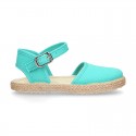 Cotton canvas little espadrille shoes in colors for girls.