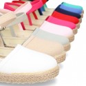Cotton canvas little espadrille shoes in colors for girls.