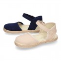 Cotton canvas little espadrille shoes in colors for girls.