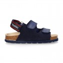 Leather sandals BIO style with hook and loop strap for kids.