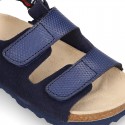 Leather sandals BIO style with hook and loop strap for kids.