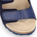 Leather sandals BIO style with hook and loop strap for kids.