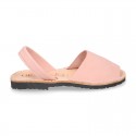 PINK SOFT NOBUCK leather Menorquina sandals with rear strap.