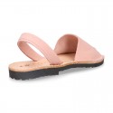 PINK SOFT NOBUCK leather Menorquina sandals with rear strap.