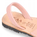 PINK SOFT NOBUCK leather Menorquina sandals with rear strap.