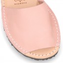 PINK SOFT NOBUCK leather Menorquina sandals with rear strap.