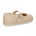 NATURAL LINEN Stylized little Girl Mary Jane shoes.