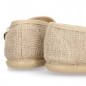 NATURAL LINEN Stylized little Girl Mary Jane shoes.