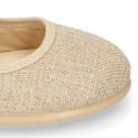 NATURAL LINEN Stylized little Girl Mary Jane shoes.