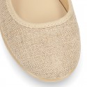 NATURAL LINEN Stylized little Girl Mary Jane shoes.