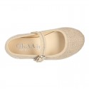 NATURAL LINEN Stylized little Girl Mary Jane shoes.