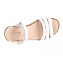 METAL and white Nappa leather Girl sandal shoes with hook and loop closure.