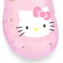 HELLO KITTY design jelly shoes for the Beach and Pool with hook and loop strap closure.