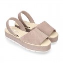 WHITE Nappa leather Menorquina sandals with wedge.