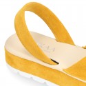 WHITE Nappa leather Menorquina sandals with wedge.