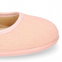 SALMON LINEN Stylized little Girl Mary Jane shoes.